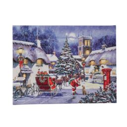Samuel Alexander 40 x 30cm Battery Operated Light up Fibre Optic Santa & Village Christmas Wall Canvas - Size: 40 x 30 cm - thumbnail 9