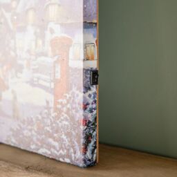 Samuel Alexander 40 x 30cm Battery Operated Light up Fibre Optic Santa & Village Christmas Wall Canvas - Size: 40 x 30 cm - thumbnail 5