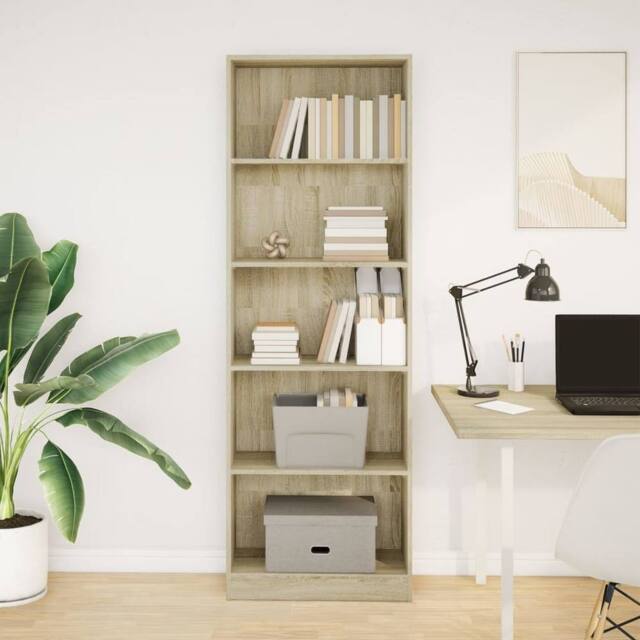 Berkfield Home Decorative Bookcase Sonoma Oak 60x24x176 cm Engineered Wood in Light Tan - Size: 60 x 24 x 176 cm - image 1