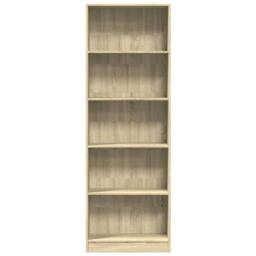 Berkfield Home Decorative Bookcase Sonoma Oak 60x24x176 cm Engineered Wood in Light Tan - Size: 60 x 24 x 176 cm - thumbnail 4