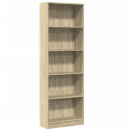Berkfield Home Decorative Bookcase Sonoma Oak 60x24x176 cm Engineered Wood in Light Tan - Size: 60 x 24 x 176 cm - thumbnail 3