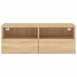 Berkfield Home TV Wall Cabinet Sonoma Oak 80x30x30 cm Engineered Wood in Brown - Size: 80 x 30 x 30 cm - thumbnail 8