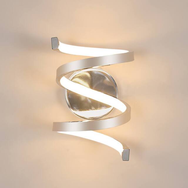 Pheashine Modern Chrome Spiral LED Wall Light 20W 3000K 20x14.5cm Warm White in Silver - Size: 20x14.5 cm - image 1