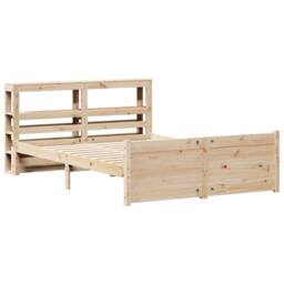 Berkfield Home Beautiful Bed Frame with Headboard without Mattress 140x200 cm in Light Brown - thumbnail 1