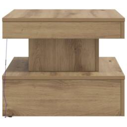 Berkfield Home Modern Coffee Table with LED Lights Artisian Oak 50x50x40 cm in Brown - Size: 50 x 50 x 40 cm - thumbnail 8