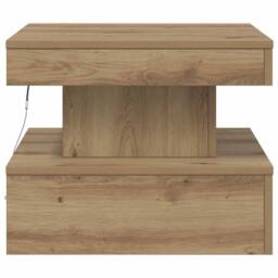 Berkfield Home Modern Coffee Table with LED Lights Artisian Oak 50x50x40 cm in Brown - Size: 50 x 50 x 40 cm - thumbnail 7