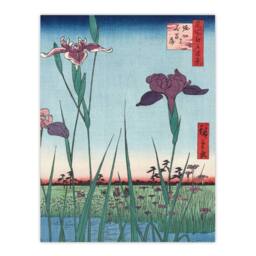 "Artery8 Horikiri Iris Garden 1857 Japan Wall Art Print Utagawa Hiroshige in Green - Size: W18"" x H24""" - thumbnail 1