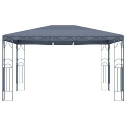 Berkfield Home Gazebo with LED String Lights 400x300 cm Anthracite in Dark Grey - thumbnail 4