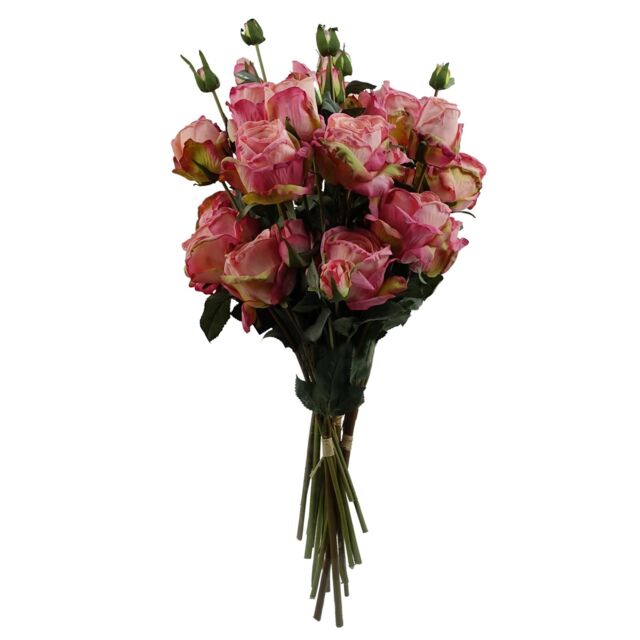 Leaf 6 x 60cm Pink Rose Artificial Flower Sprays - 24 Flowers 18 Buds - Size: 6 x 60 cm - image 1