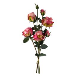 Leaf 6 x 60cm Pink Rose Artificial Flower Sprays - 24 Flowers 18 Buds - Size: 6 x 60 cm - thumbnail 4