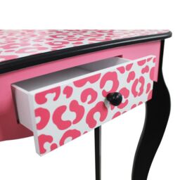 Teamson Kids Kids Wooden Play Vanity Table Set, Leopard Print, Pink/Black in Black - thumbnail 6