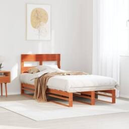 Berkfield Home Modern Bed Frame without Mattress Wax Brown 90x190 cm Single Soli - thumbnail 2