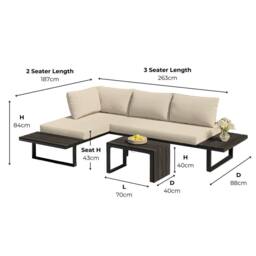 Modish Furnishing Naples Cream Aluminium 4 Seater Modular Corner Sofa Chaise Garden Set - thumbnail 9