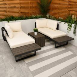 Modish Furnishing Naples Cream Aluminium 4 Seater Modular Corner Sofa Chaise Garden Set - thumbnail 6