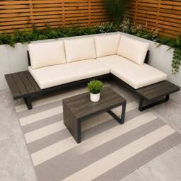 Modish Furnishing Naples Cream Aluminium 4 Seater Modular Corner Sofa Chaise Garden Set - thumbnail 4