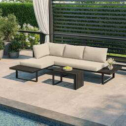 Modish Furnishing Naples Cream Aluminium 4 Seater Modular Corner Sofa Chaise Garden Set