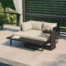 Modish Furnishing Naples Cream Aluminium 4 Seater Modular Corner Sofa Chaise Garden Set - thumbnail 3