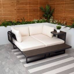 Modish Furnishing Naples Cream Aluminium 4 Seater Modular Corner Sofa Chaise Garden Set - thumbnail 5