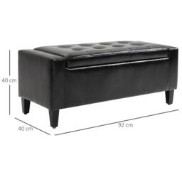 Wyld Haus Sabata Black Faux Leather Storage Ottoman Bench Diamond Tufted Lift Up - thumbnail 4
