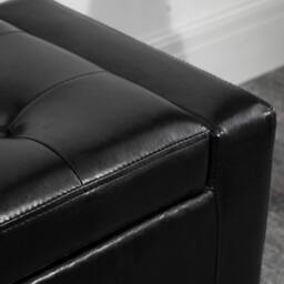 Wyld Haus Sabata Black Faux Leather Storage Ottoman Bench Diamond Tufted Lift Up - thumbnail 8
