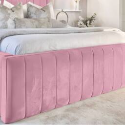 Living Comfort Bedz Geneva Upholstered Bed Frame with 54-inch Headboard - Slatted Base in Pink - Size: Super King - thumbnail 3