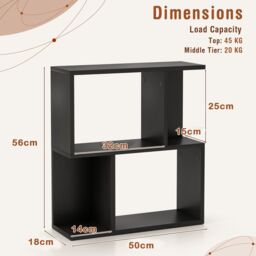 Costway 3-Tier Bookshelf Display Shelf Home Office Freestanding Side Table Black - thumbnail 2