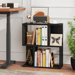Costway 3-Tier Bookshelf Display Shelf Home Office Freestanding Side Table Black - thumbnail 3