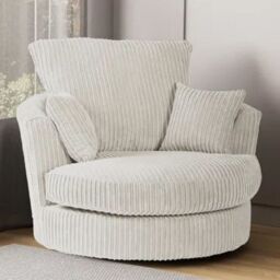 SquareBoxx Lennox Swivel Chair in Off-White