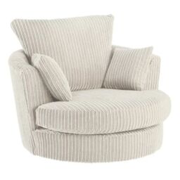 SquareBoxx Lennox Swivel Chair in Off-White - thumbnail 3