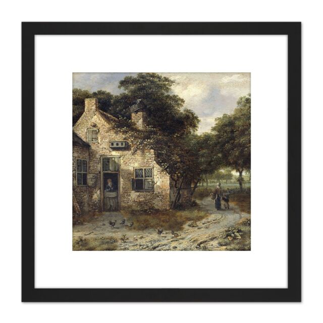 Artery8 Wijnants The Farmhouse 8X8 Inch Square Wooden Framed Wall Art Print Picture with Mount in Black - image 1