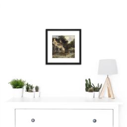 Artery8 Wijnants The Farmhouse 8X8 Inch Square Wooden Framed Wall Art Print Picture with Mount in Black - thumbnail 2