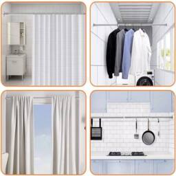 EONLION 4PCS Extendable Shower Curtain Rail Telescopic Closet Hanging Rail in Silver - thumbnail 4