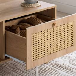 Birlea Croxley Coffee Table Oak Rattan with Storage in Brown - thumbnail 5