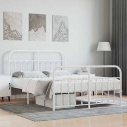 Berkfield Home Metal Bed Frame with Headboard & Footboard White 140x200 cm - thumbnail 2