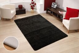 Smart Living Super Soft Fluffy Thick Pile Washable Shaggy Door Mat in Black - Size: 67 cm x 120 cm - thumbnail 1