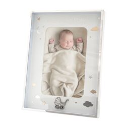 Happy Homewares First Baby Silver Plated Frame with Gold & Silver Stars & Clouds - thumbnail 3