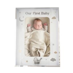 Happy Homewares First Baby Silver Plated Frame with Gold & Silver Stars & Clouds - thumbnail 1