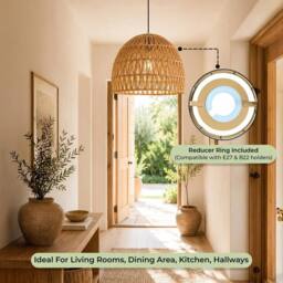 Kelvenix Woven Light Shade Basket Weave Dome Hand Woven in Brown - thumbnail 4
