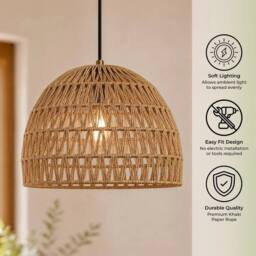 Kelvenix Woven Light Shade Basket Weave Dome Hand Woven in Brown - thumbnail 5