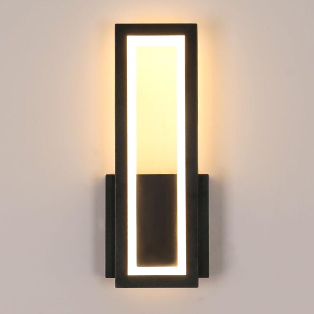 COMELY 16W Modern Acrylic Rectangular Wall Lamp, warm white light 3000K in Black - image 1