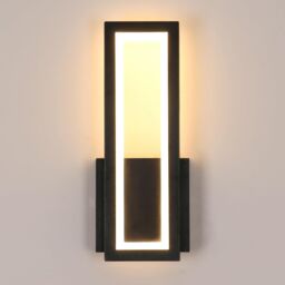 COMELY 16W Modern Acrylic Rectangular Wall Lamp, warm white light 3000K in Black