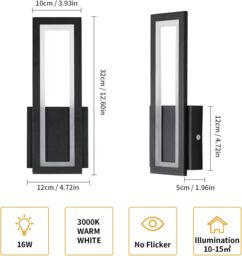 COMELY 16W Modern Acrylic Rectangular Wall Lamp, warm white light 3000K in Black - thumbnail 7