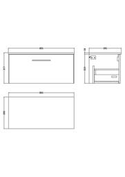 Balterley Level 800mm Wall Hung 1 Drawer Vanity Unit with Worktop - Solace Oak in Brown - thumbnail 2