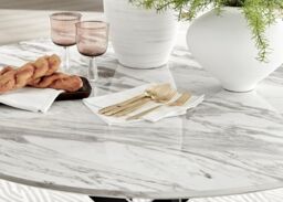 FurnitureboxUK Novara 120cm Round 6-Seater Dining Table With Black Metal Legs in Off-White - thumbnail 4
