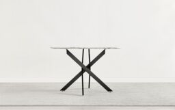 FurnitureboxUK Novara 120cm Round 6-Seater Dining Table With Black Metal Legs in Off-White - thumbnail 7