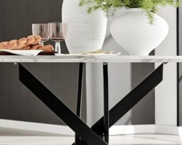 FurnitureboxUK Novara 120cm Round 6-Seater Dining Table With Black Metal Legs in Off-White - thumbnail 5