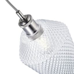 Happy Homewares Modern & Compact Diamond Design Glass Pendant Light Shade in Clear - thumbnail 4