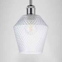 Happy Homewares Modern & Compact Diamond Design Glass Pendant Light Shade in Clear - thumbnail 6