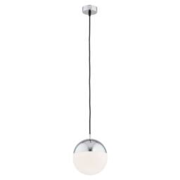 Netlighting Livia 20cm Globe Pendant Ceiling Light Opal Matt Chrome IP44 in Silver - thumbnail 1