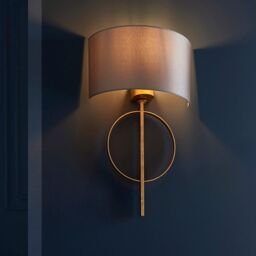 Loops 2 PACK Antique Gold Leaf Wall Light & Mink Satin Shade Dimmable Filament Lamp - thumbnail 4